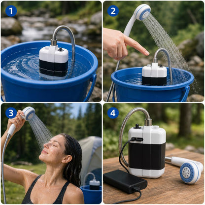 Portable Camping Shower – USB Rechargeable Outdoor Shower Pump