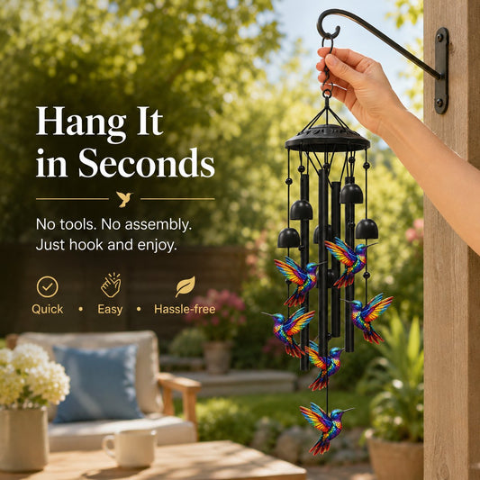 🔥Last Day 60% OFF🔥-🐦Vintage Colorful Hummingbird Wind Chime with Metal Tubes and Bells