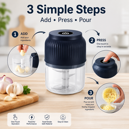 🔥 60K+ Sold | ✨ Mini Electric Food Chopper – One-Press Garlic & Veggie Prep 🍳🥕🧄