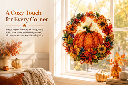 🔥Last Day 50% OFF - 🍂✨Autumn Harvest Pumpkin Diamond Art Hanging Ornament Kit