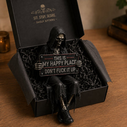 🔥LAST DAY 60% OFF - 💀🖤 Gothic Reading Guardians – Skeleton & Demon Shelf Sitter Figurines🔥