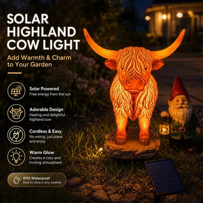 🔥Last Day 49% OFF 💡🐮 Solar Highland Cow Light