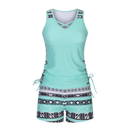 ⏰Miraclesuit Women's Tummy Control Tankini Set with Built-In Bra – Flattering Boho Swimwear with Shorts🔥 Buy 2 Free Shipping