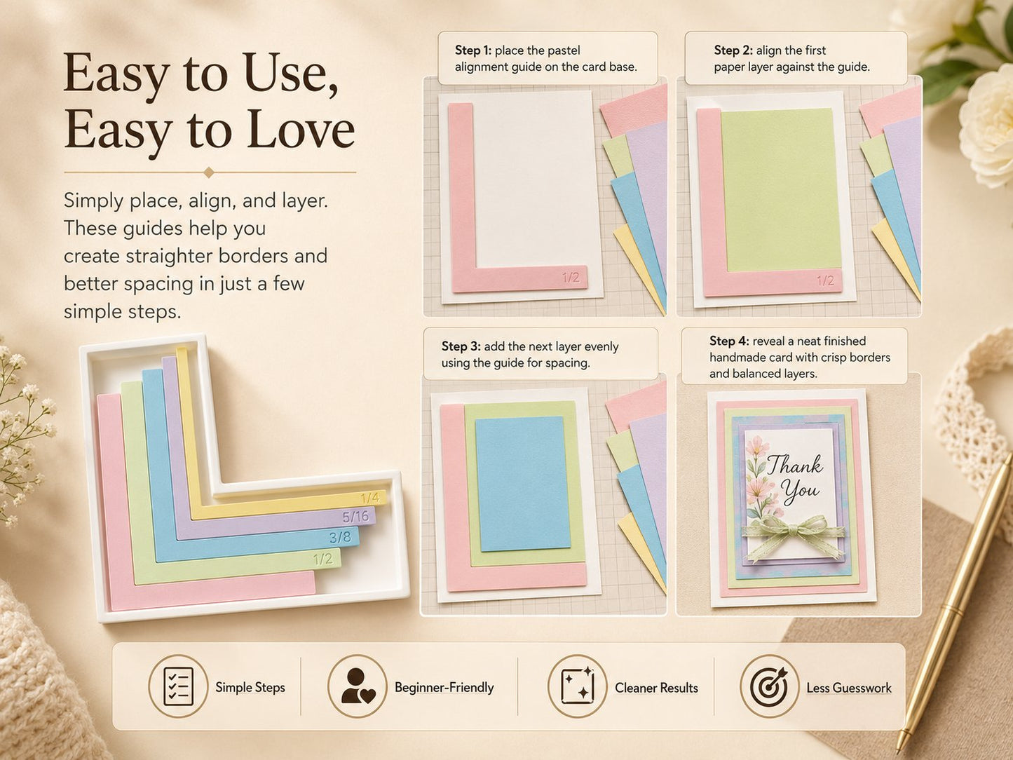 🎁 Last Day 47% OFF - Card Making Alignment Guides Set | Create Perfectly Aligned Handmade Cards Without Guesswork or Crooked Corners ✨