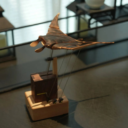 🎁ONLY TODAY FREE SHIPPING🎁Upgraded Version Handmade Wooden Electric Bionic Manta Ray Ornament🎈