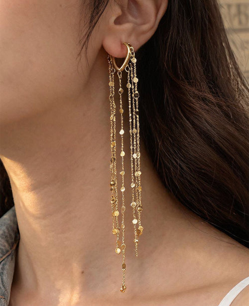 🔥Limited Time 50% Off✨14K Gold Plated Long Tassel Earrings for Women