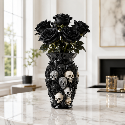 Luxury Gothic Skull Vase – Perfect for Red Roses & Dramatic Home Accent
