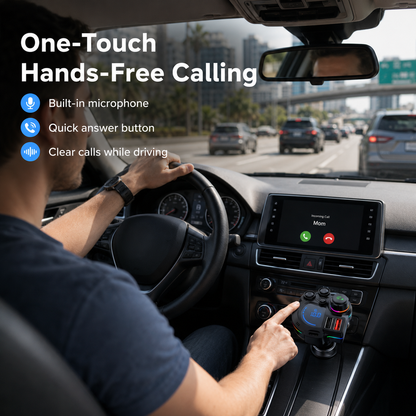 PD 30W Type-C Car Charger & Bluetooth 5.3 FM Transmitter Wireless MP3 Player with Dual USB Ports, Bass Sound Enhancer