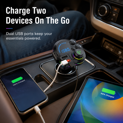 PD 30W Type-C Car Charger & Bluetooth 5.3 FM Transmitter Wireless MP3 Player with Dual USB Ports, Bass Sound Enhancer