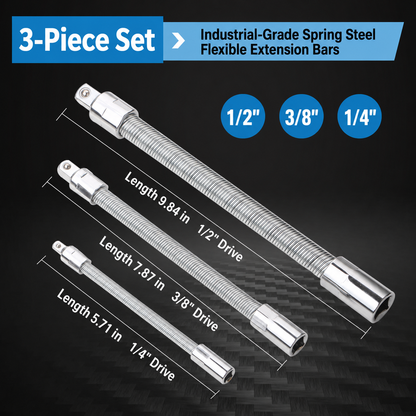🛠 Tight Space Lifesaver | 1/2-Inch 35cm Flexible Socket Wrench Extension Bar Set ⚡
