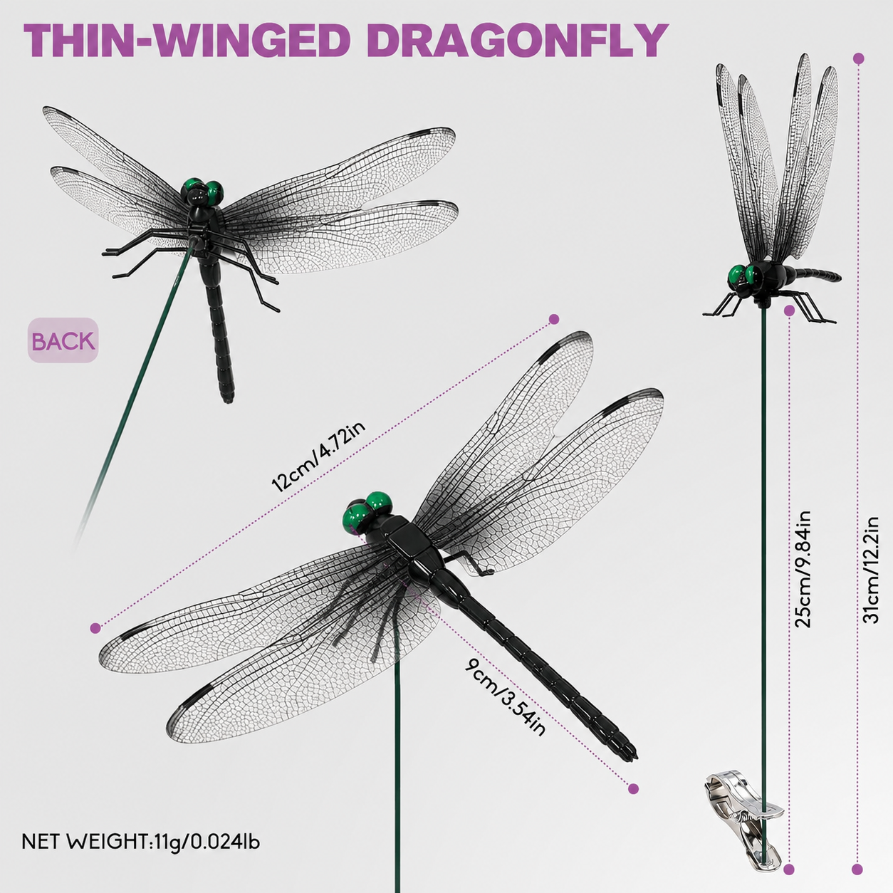 🌈 Realistic Dragonfly Clips – Colorful Garden & Outdoor Decor