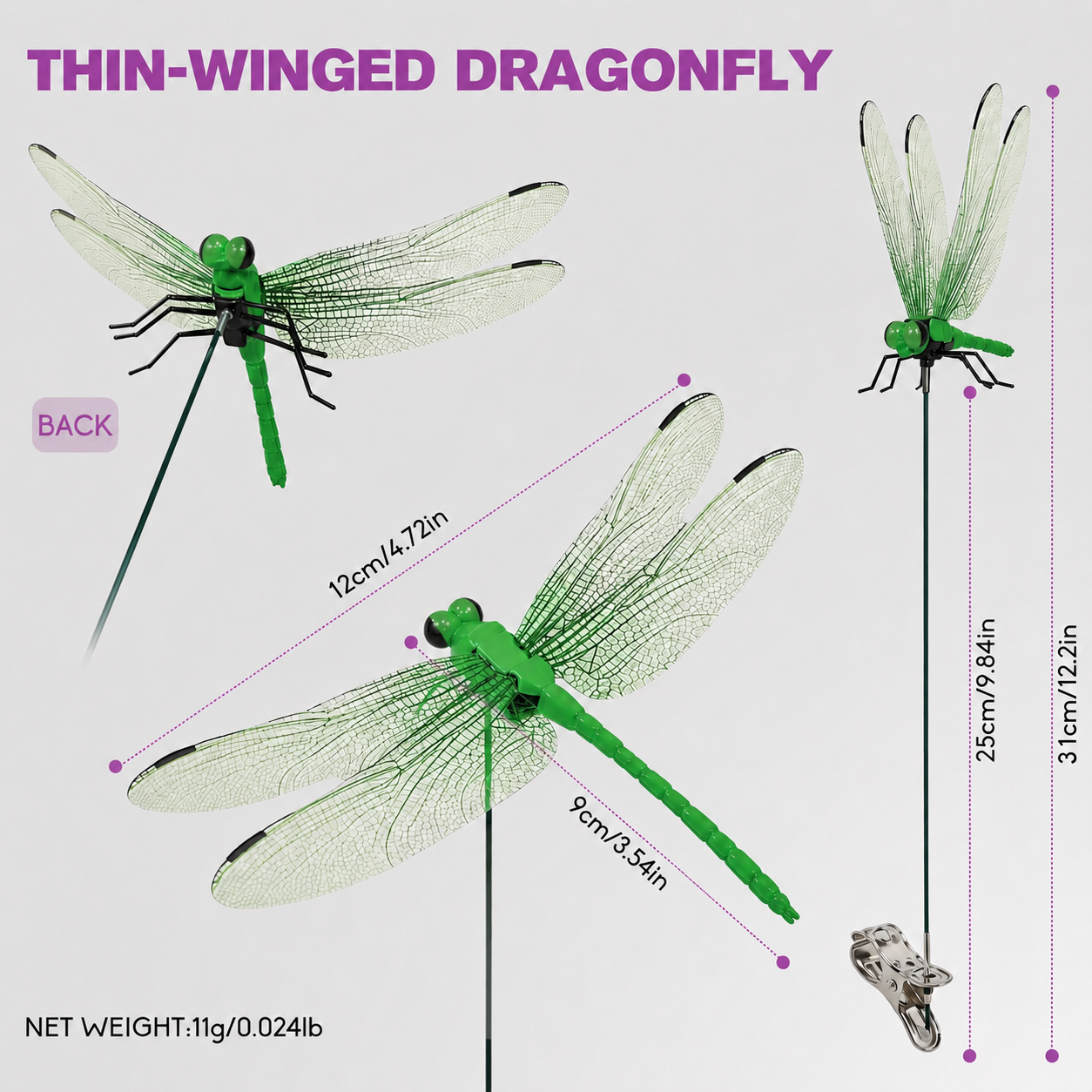 🌈 Realistic Dragonfly Clips – Colorful Garden & Outdoor Decor