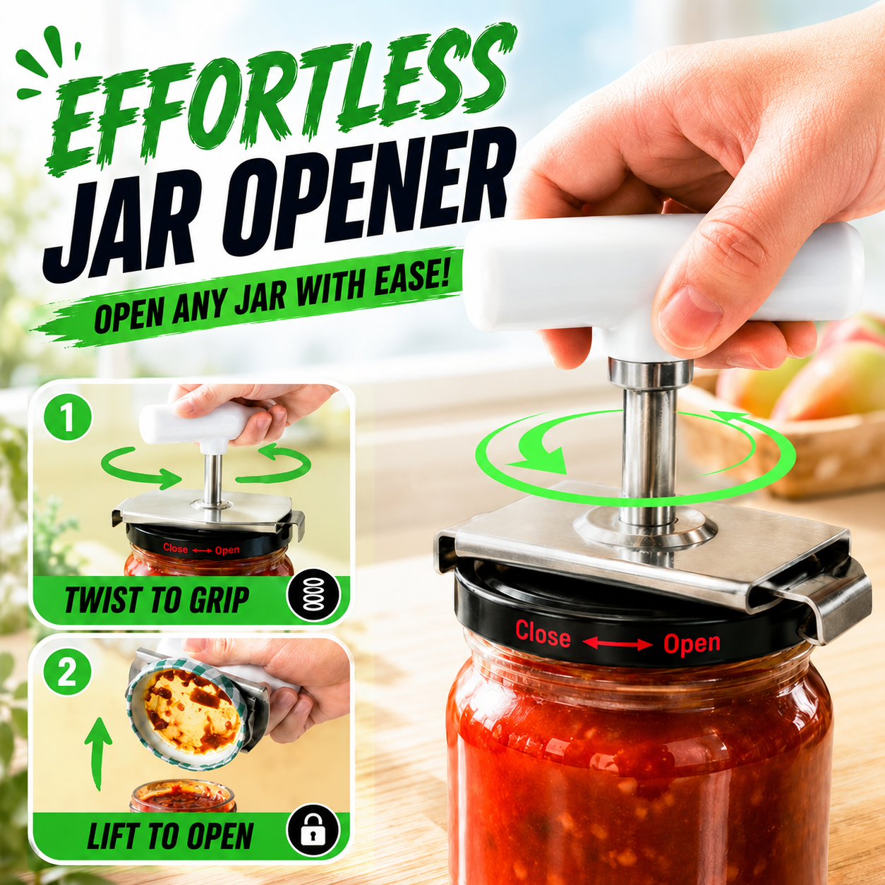 🔥 BUY 1 GET 1 FREE! Stainless Steel Jar Opener & Bottle Lid Remover