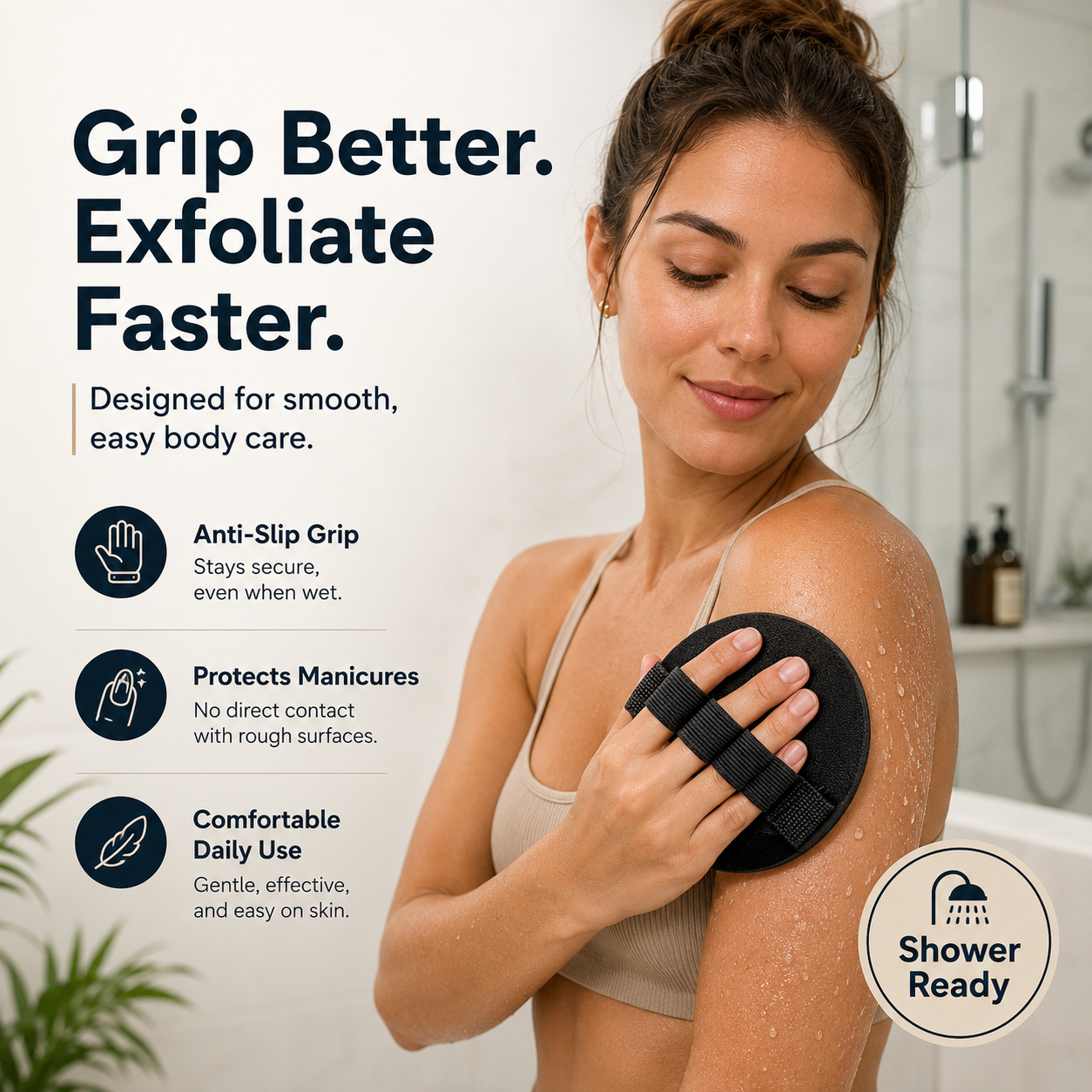 Soft Rubber Shower Scrubber for Efficient Cleansing Body🚿