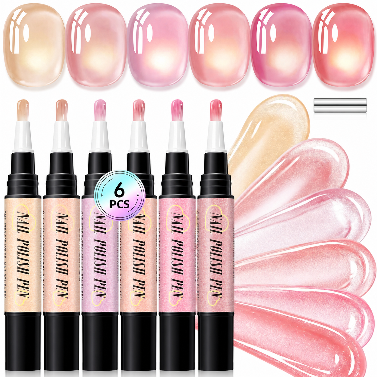 💅 6PCS One-Step Gel Nail Art Pen Set – Salon Beauty at Home