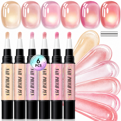 💅 6PCS One-Step Gel Nail Art Pen Set – Salon Beauty at Home