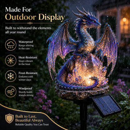 🐉 Mystical Amethyst Crystal Dragon Solar Light – Enchanted Garden Decor
