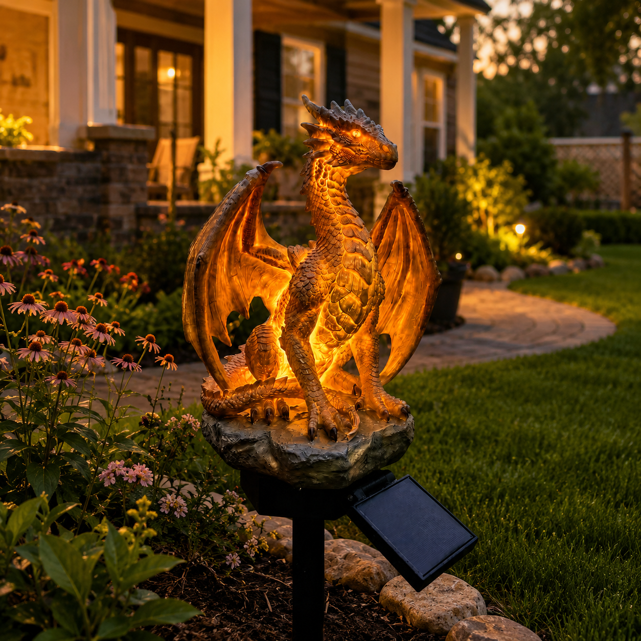 🐉 Mystical Amethyst Crystal Dragon Solar Light – Enchanted Garden Decor