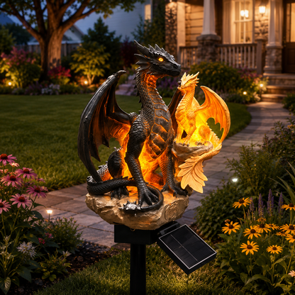 🐉 Mystical Amethyst Crystal Dragon Solar Light – Enchanted Garden Decor