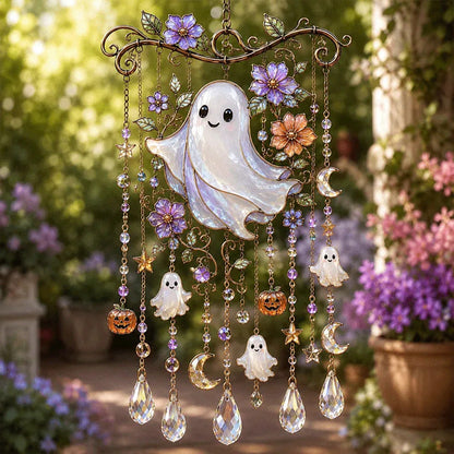 🎃💎Halloween Crystal Wind Chime – Colorful Acrylic Hanging Garden Decoration