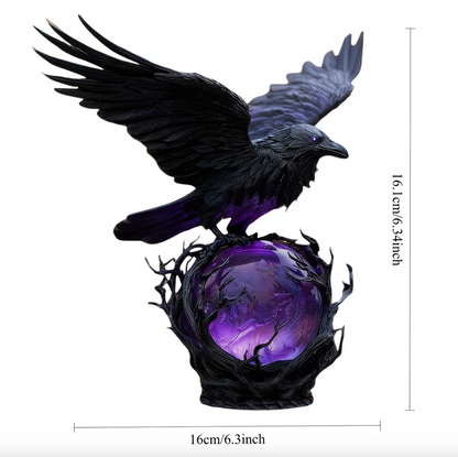 🖤 Mystical Raven Orb Lamp – Gothic Table Light for Home Decor