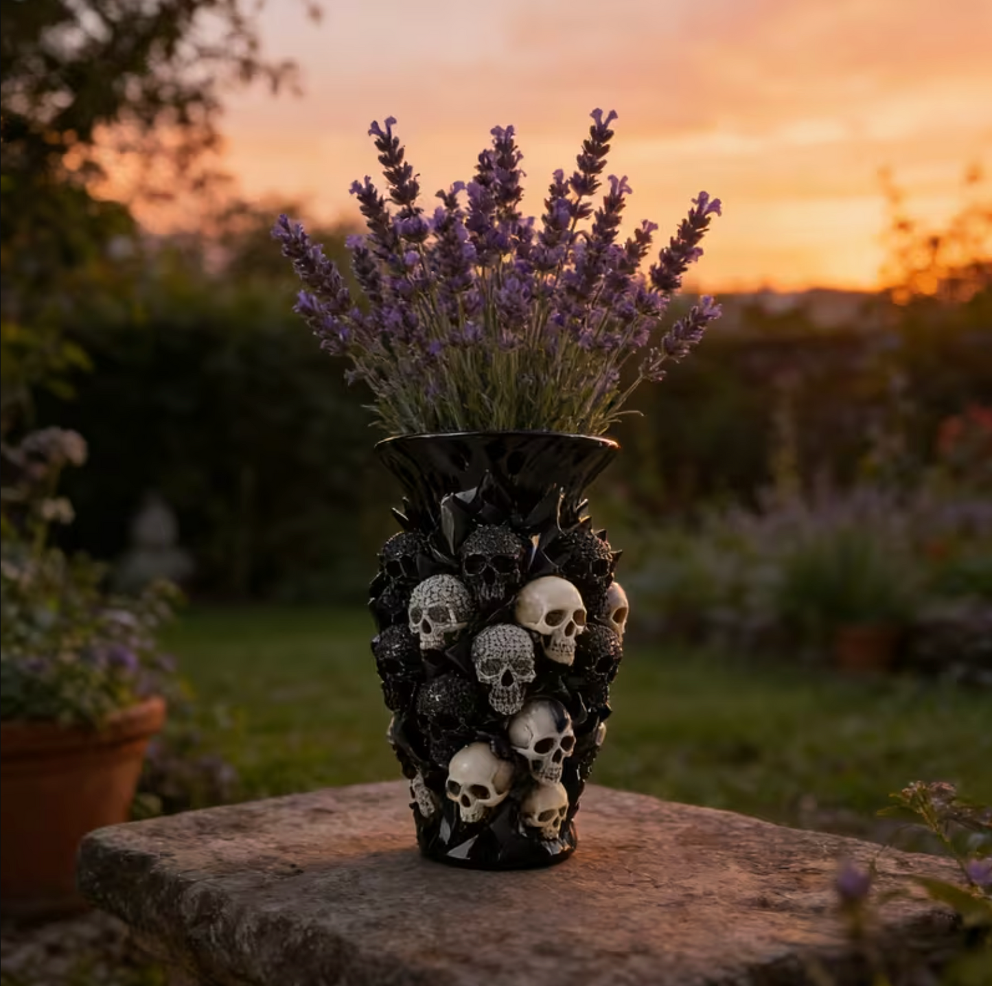 Luxury Gothic Skull Vase – Perfect for Red Roses & Dramatic Home Accent