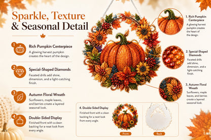 🔥Last Day 50% OFF - 🍂✨Autumn Harvest Pumpkin Diamond Art Hanging Ornament Kit