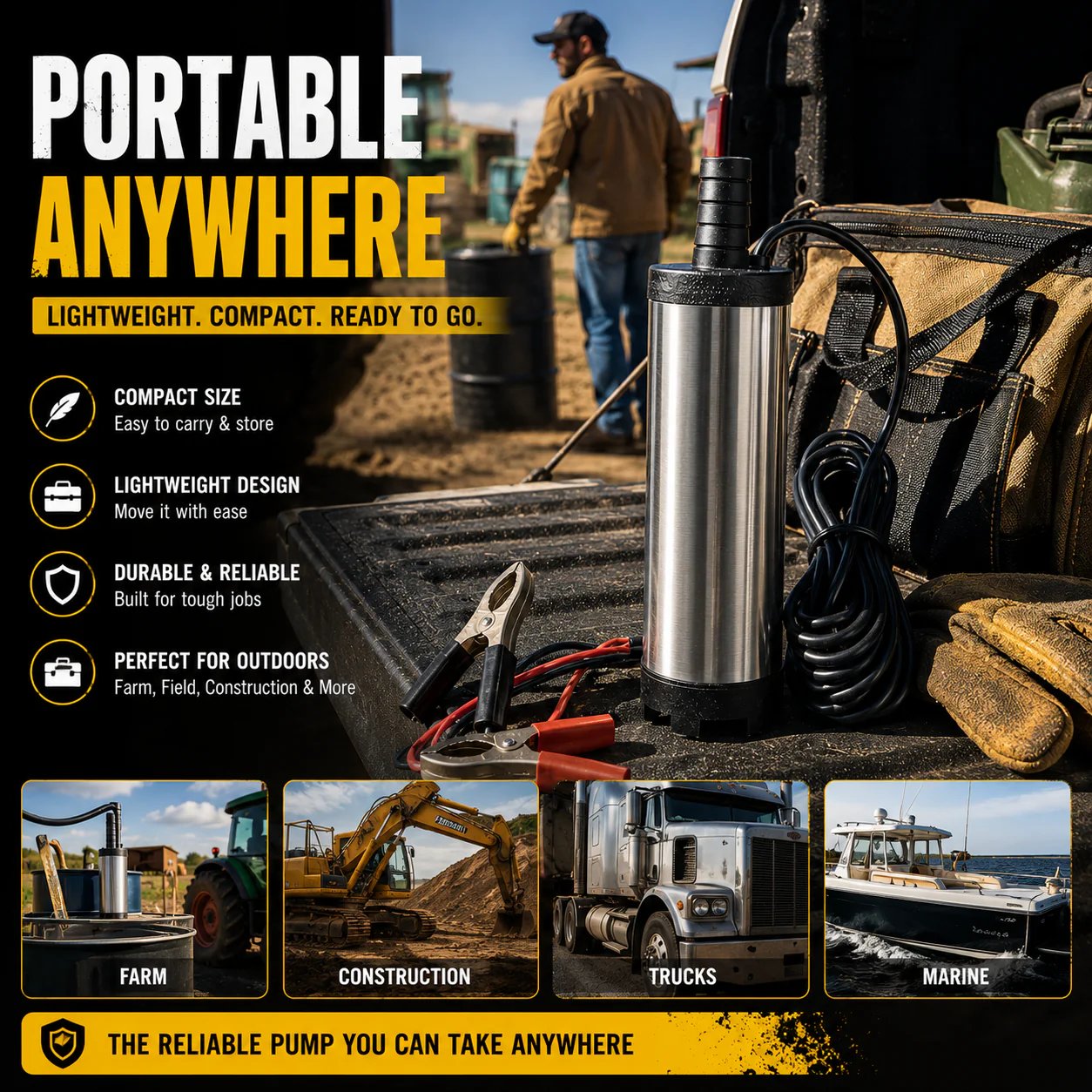 🔥Father's Day Sale 49% OFF🚜 DC 12V/24V Portable Submersible Fuel Transfer Pump
