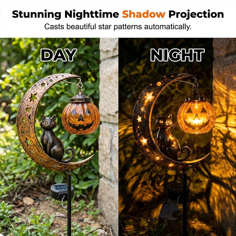 🐈‍⬛🌙 Halloween Black Cat Moon Ground Lamp