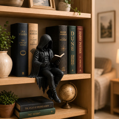🔥LAST DAY 60% OFF - 💀🖤 Gothic Reading Guardians – Skeleton & Demon Shelf Sitter Figurines🔥