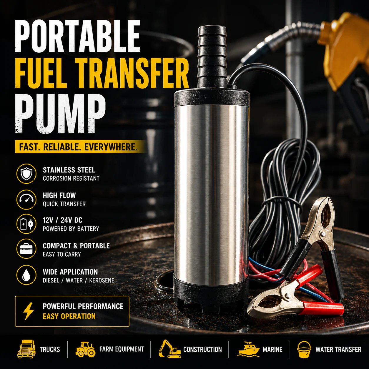 🔥Father's Day Sale 49% OFF🚜 DC 12V/24V Portable Submersible Fuel Transfer Pump