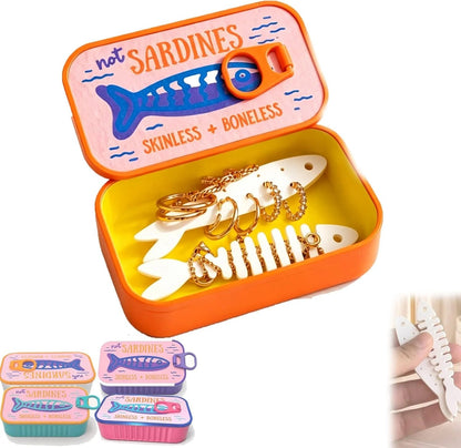 Vintage Sardine Tin Jewelry Box – Cute Travel Organizer for Rings, Earrings & Necklaces