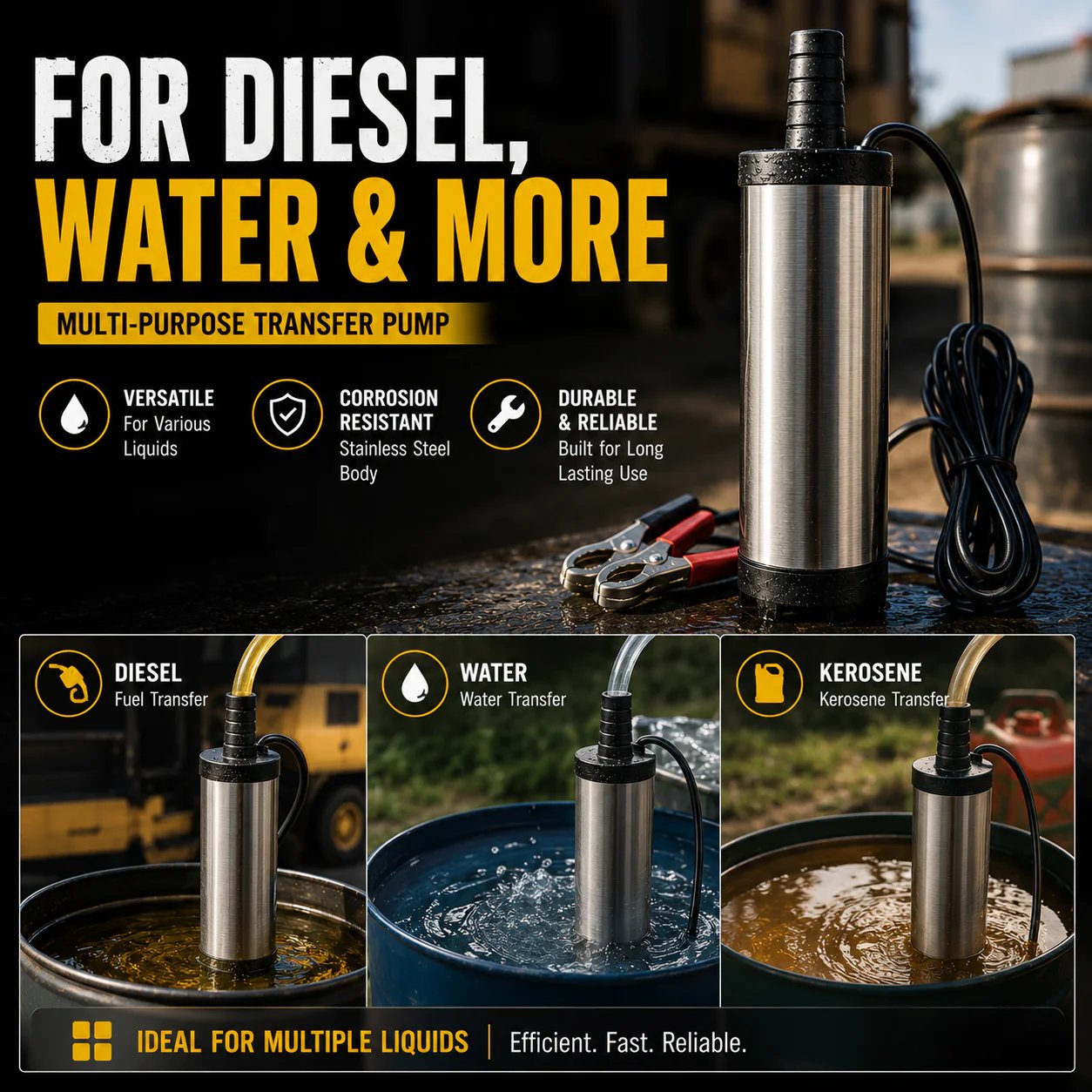 🔥Father's Day Sale 49% OFF🚜 DC 12V/24V Portable Submersible Fuel Transfer Pump