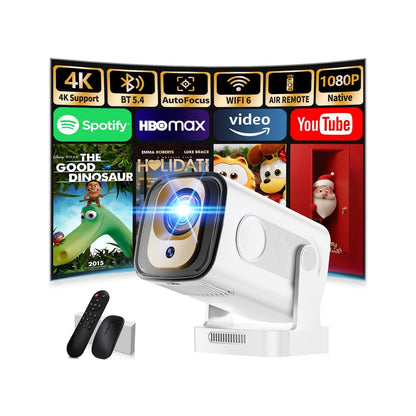270° Rotatable Smart Mini Projector – Native 1080P, 4K Support & Auto Focus