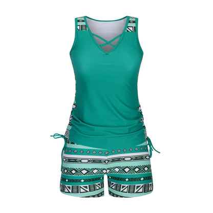 ⏰Miraclesuit Women's Tummy Control Tankini Set with Built-In Bra – Flattering Boho Swimwear with Shorts🔥 Buy 2 Free Shipping