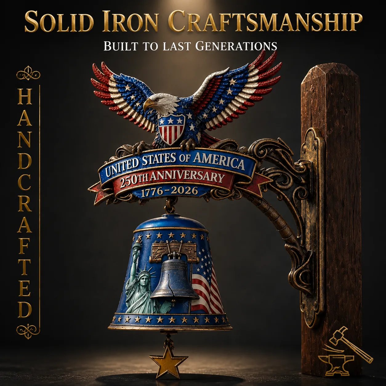 🦅USA 250th Anniversary Patriotic Wall Bell– A Grand Celebration of 250 Years of Freedom (1776-2026)