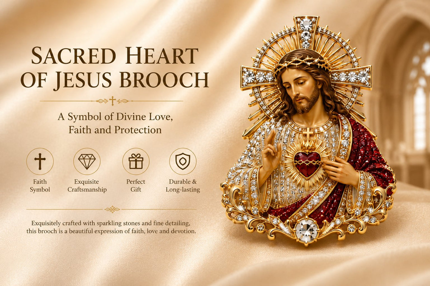 ❤️Last Day 50% OFF - 🙏 Sacred Heart of Jesus Brooch(3D)