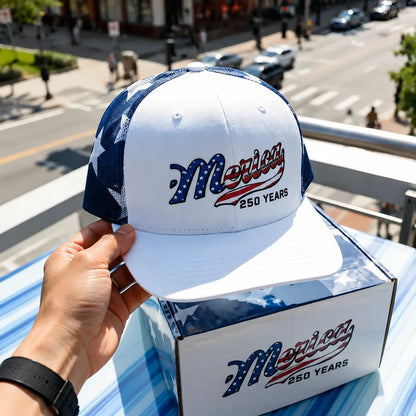🔥LAST DAY 49% OFF - 🇺🇸 Merica 250 Years Embroidered Mesh Back Trucker Hat✨(Breathable & Lightweight Comfort & Unisex Fit)