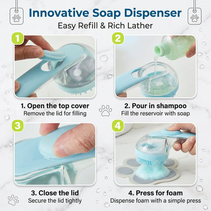 🎁Hot Sale Promotion 49% OFF🔥Pet Bath Brush with Shampoo Dispenser for Dogs & Cats