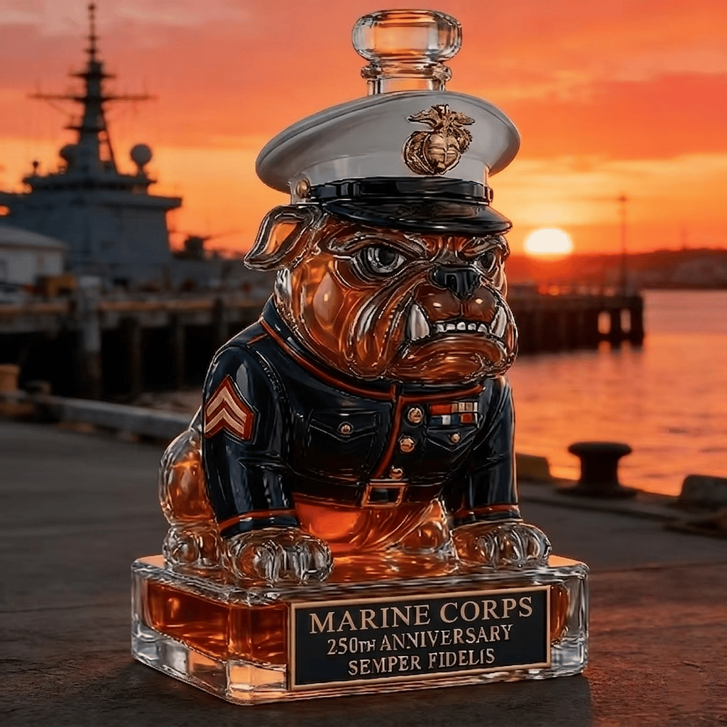 👑 Marine Corps The 250th Anniversary Devil Dog Whiskey Bottle
