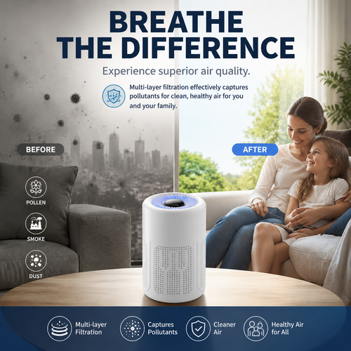🌬️ 60% OFF! 🔥 Compact home air purifier – 2026 bestseller – Quiet, energy-efficient, and perfect for allergy sufferers, dust, and pet hair 🏠