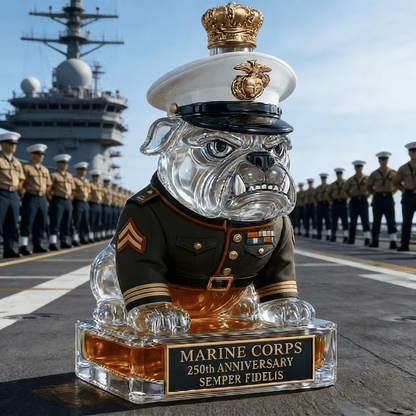 👑 Marine Corps The 250th Anniversary Devil Dog Whiskey Bottle