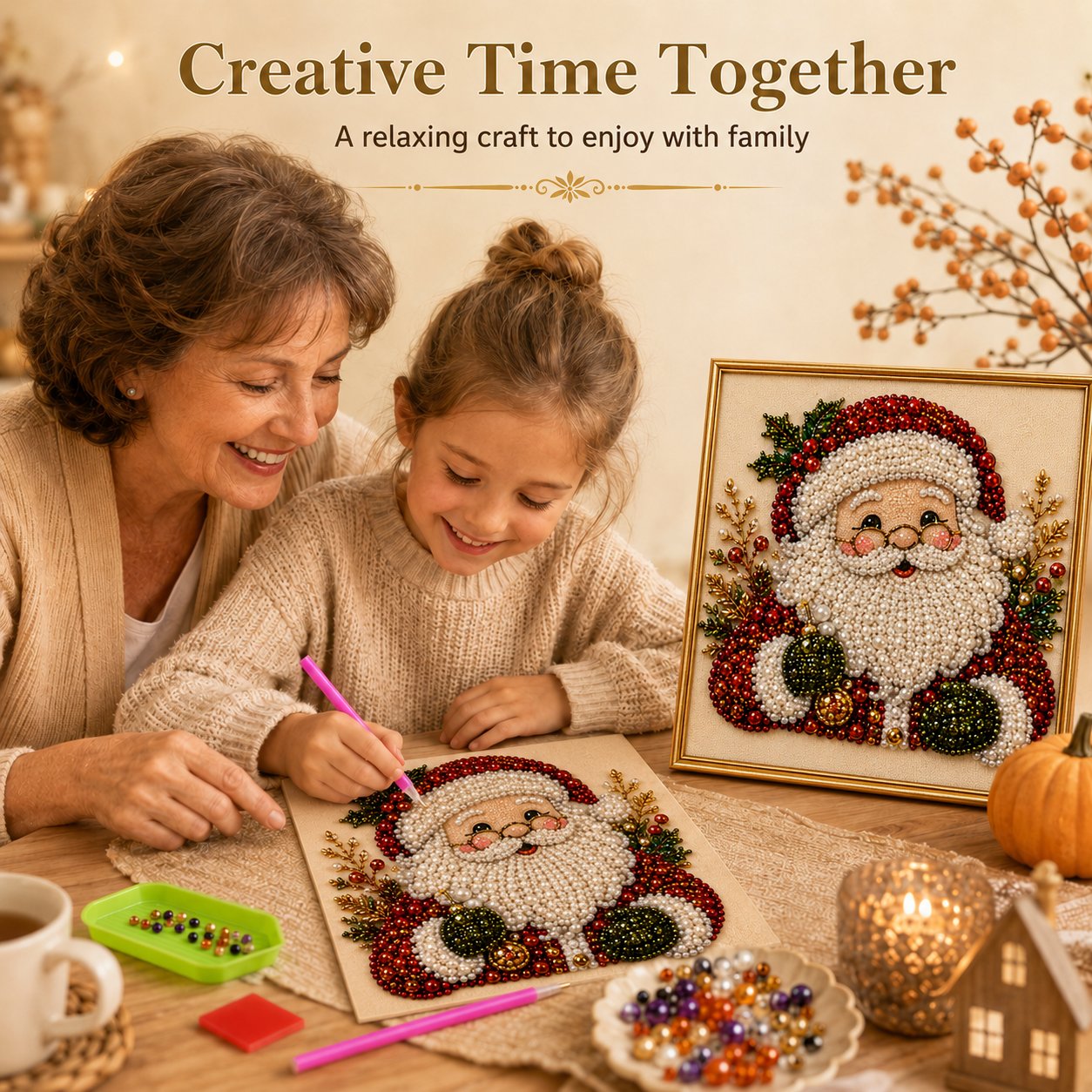🧘Relaxing & Beginner-Friendly-💎DIY Christmas 3D Pearl Diamond Painting Art Kit With Frame