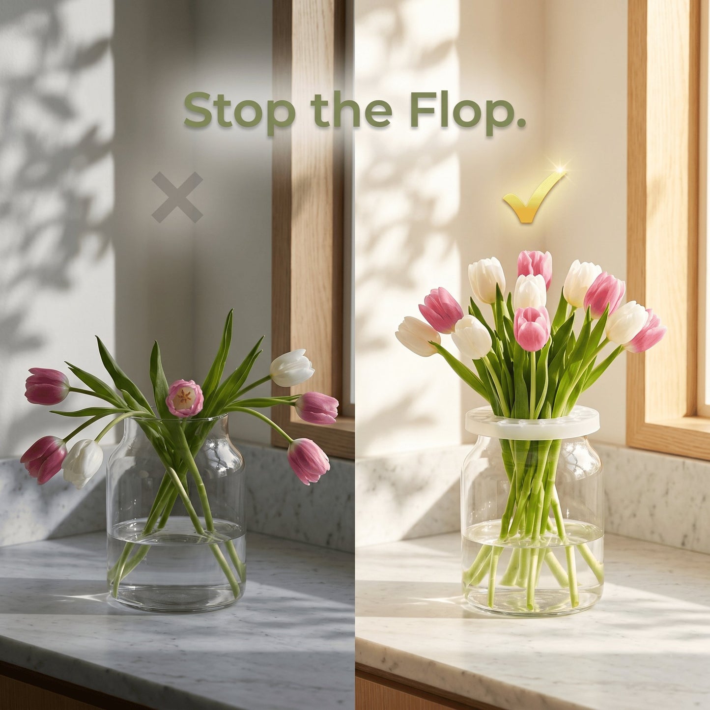 🌸🔥Reusable Silicone Flower Arranging Grid, Stretches Over The Rim of Vase, Self-Grips to Glass, for Easy Flower Arranging
