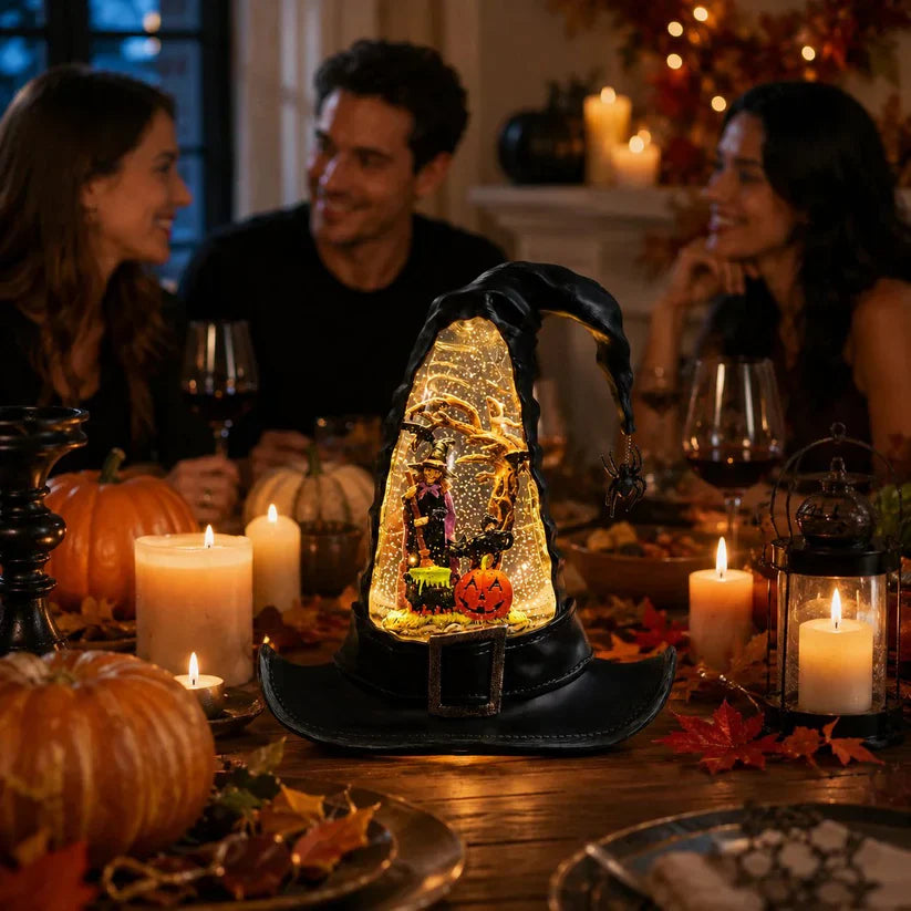 Witches Hat Lighted Water Lantern With Swirling Glitter - 4500755  - USB Included New