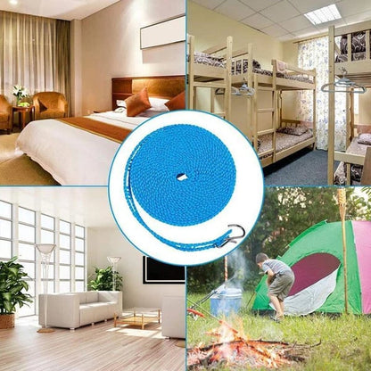 Clothesline for Outside, Adjustable Clothes line,Windproof Clothesline with Hooks, Indoor and Outdoor Laundry and Drying Lines,Ideal Camping & Travel Essentials