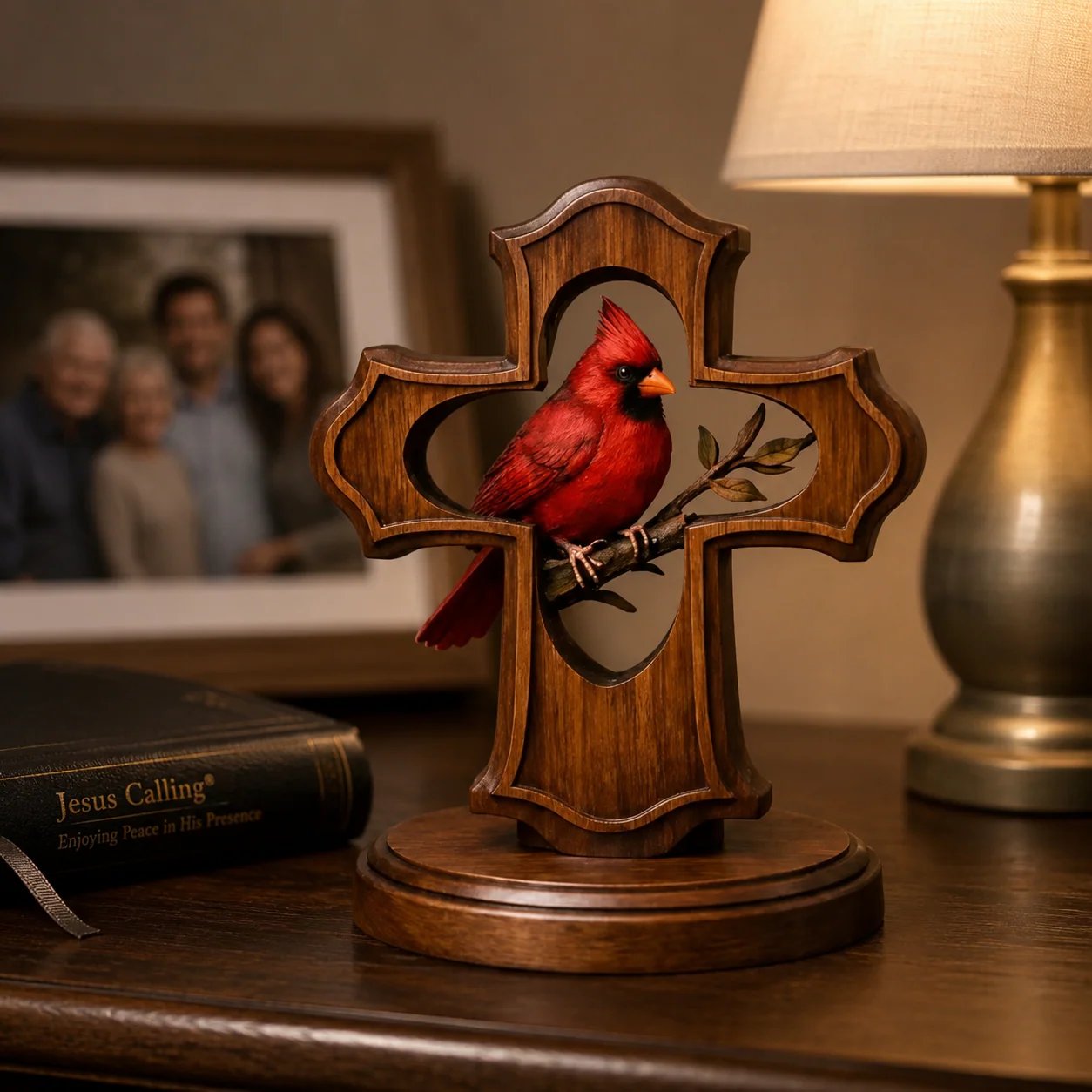 ❤️✝️Handcrafted Cardinal Cross Ornament