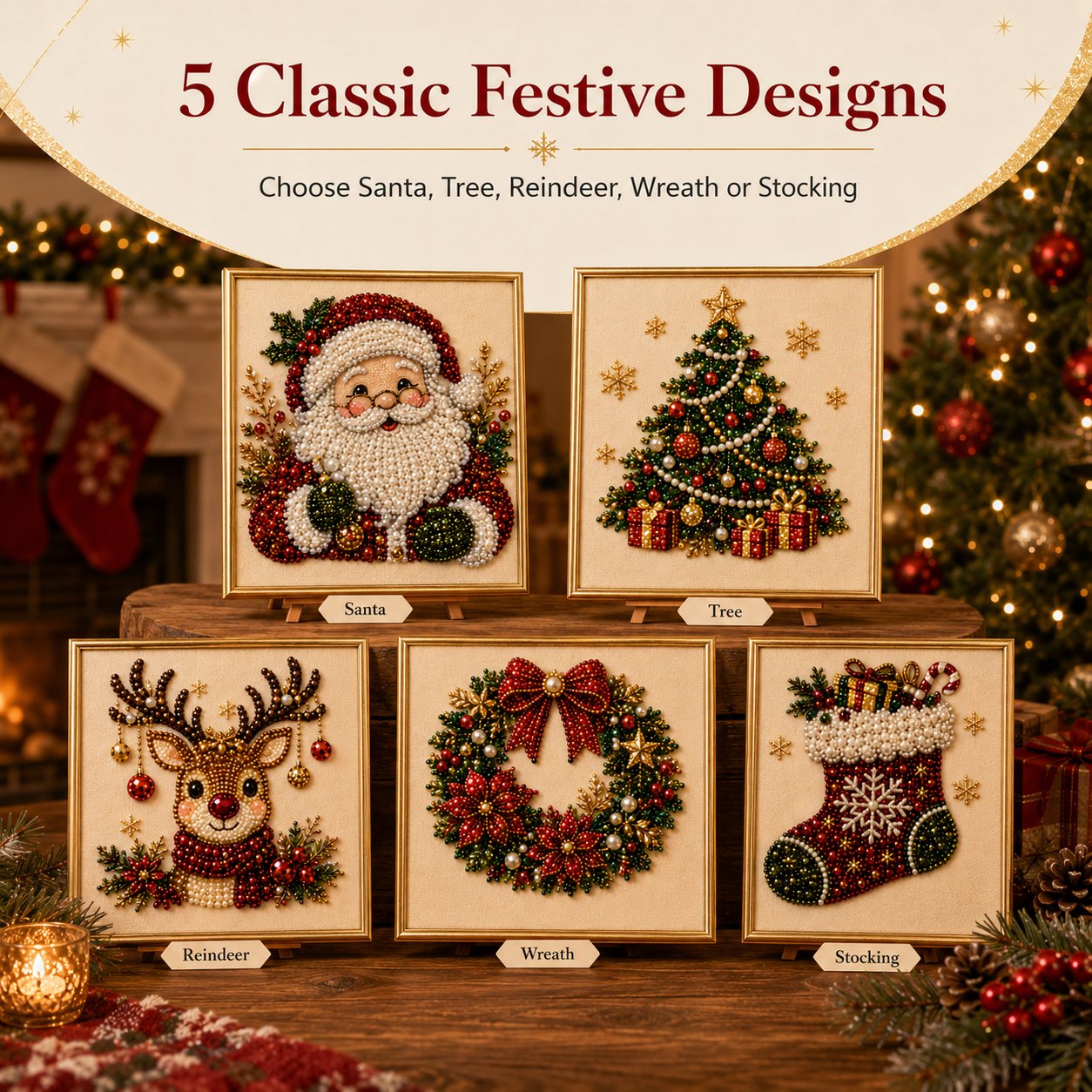 🧘Relaxing & Beginner-Friendly-💎DIY Christmas 3D Pearl Diamond Painting Art Kit With Frame