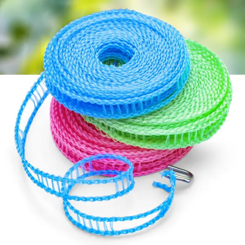 Clothesline for Outside, Adjustable Clothes line,Windproof Clothesline with Hooks, Indoor and Outdoor Laundry and Drying Lines,Ideal Camping & Travel Essentials