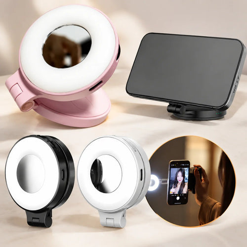 Magnetic Selfie Light for Phone with 5 CCT Settings and Mirror